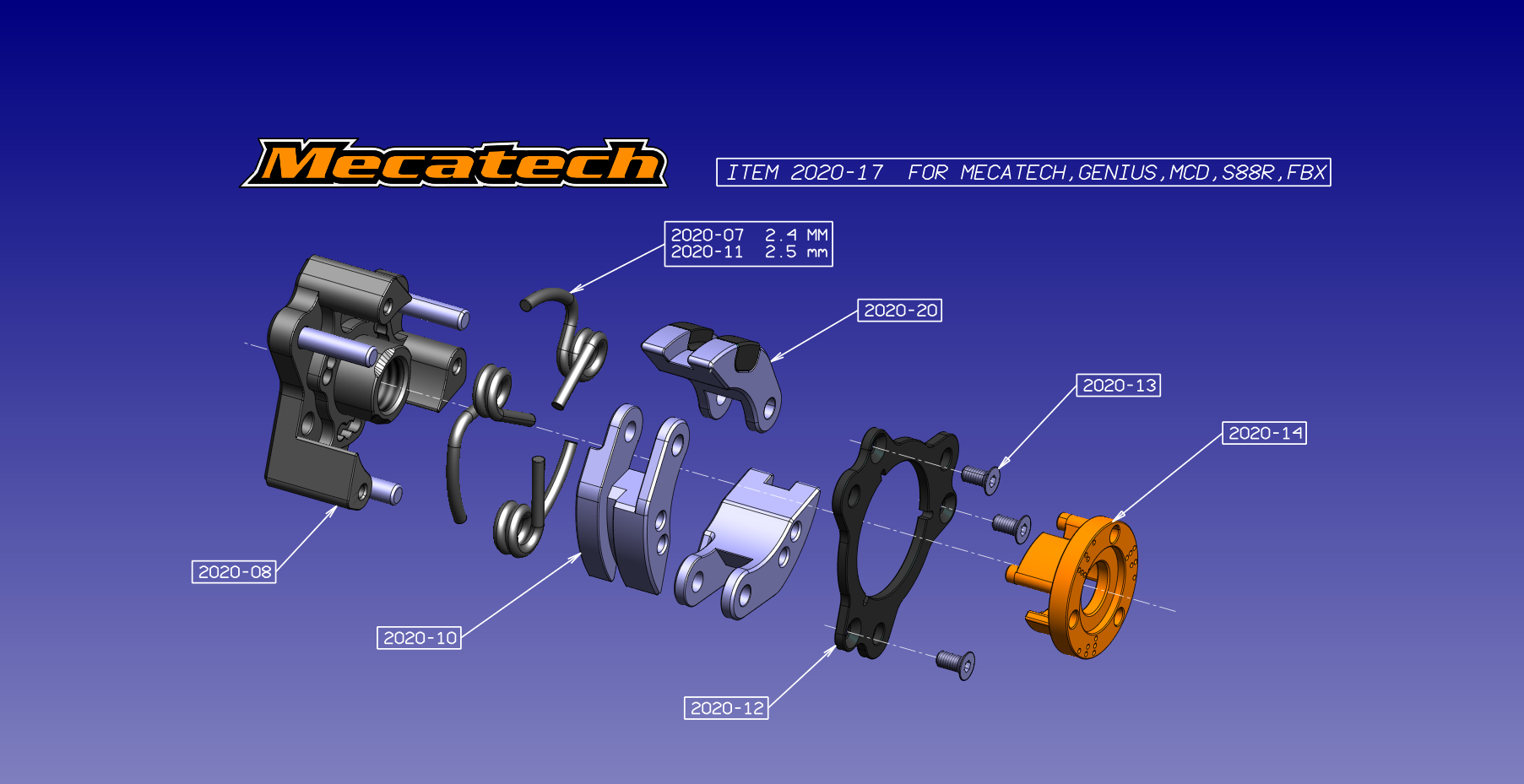 Kupplung für Mecatech, Genius, MCD, S88R, FBX